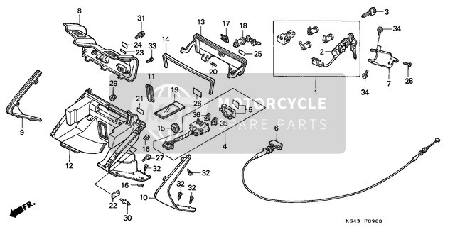 Honda CN250 1990 Boîte intérieure pour un 1990 Honda CN250